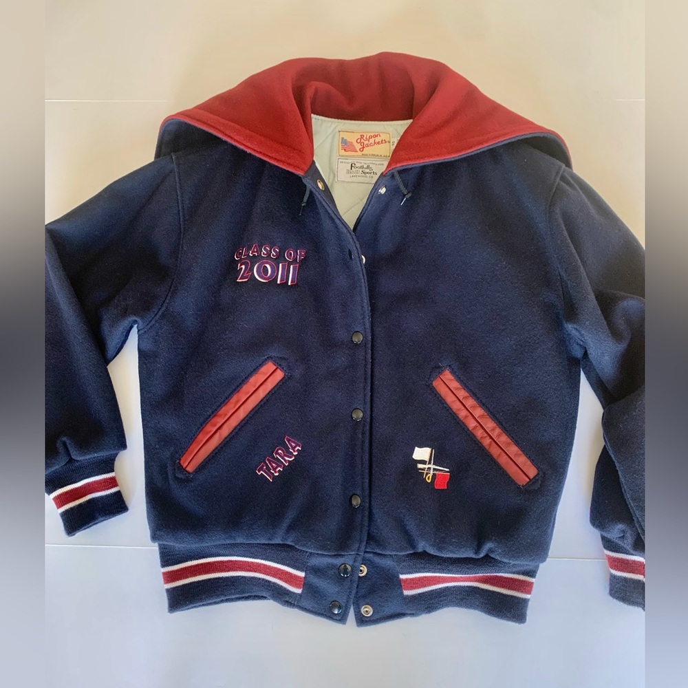 Classic Varsity Letter Jacket with Hood - Size Women’s Large